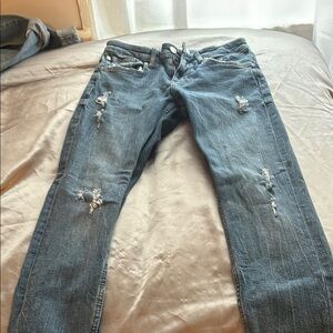 Distressed Blue Jeans
